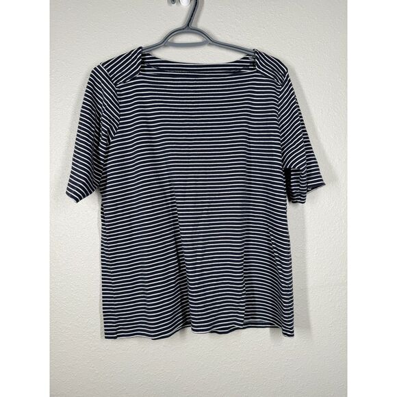 LL Bean Womens Supima Cotton T Shirts Sz L Reg Bundle Striped Blue Short Sleeve - Picture 5 of 10